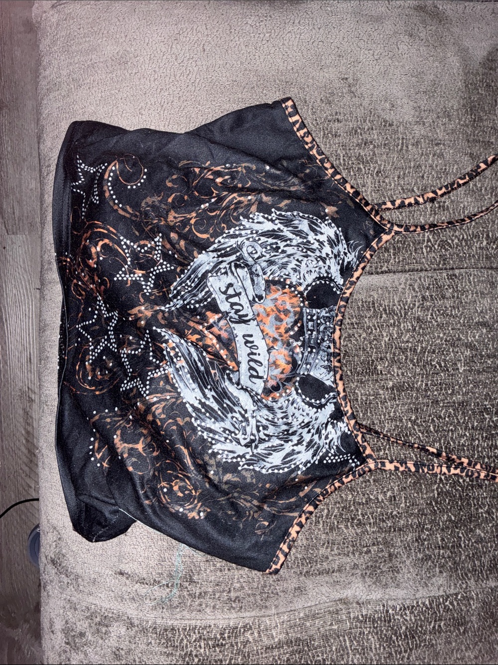Stay Wild Graphic Cami Tank Top - Black with cheetah print Accents